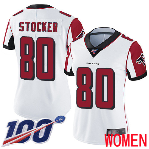 Atlanta Falcons Limited White Women Luke Stocker Road Jersey NFL Football #80 100th Season Vapor Untouchable->women nfl jersey->Women Jersey